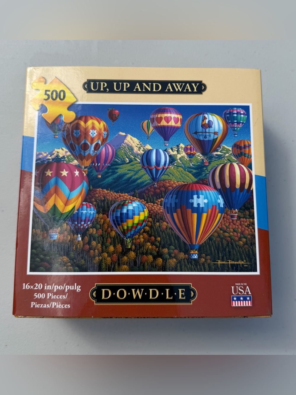 Up, Up and Away Hot Air Balloon 500-Piece Jigsaw Puzzle - New in Box